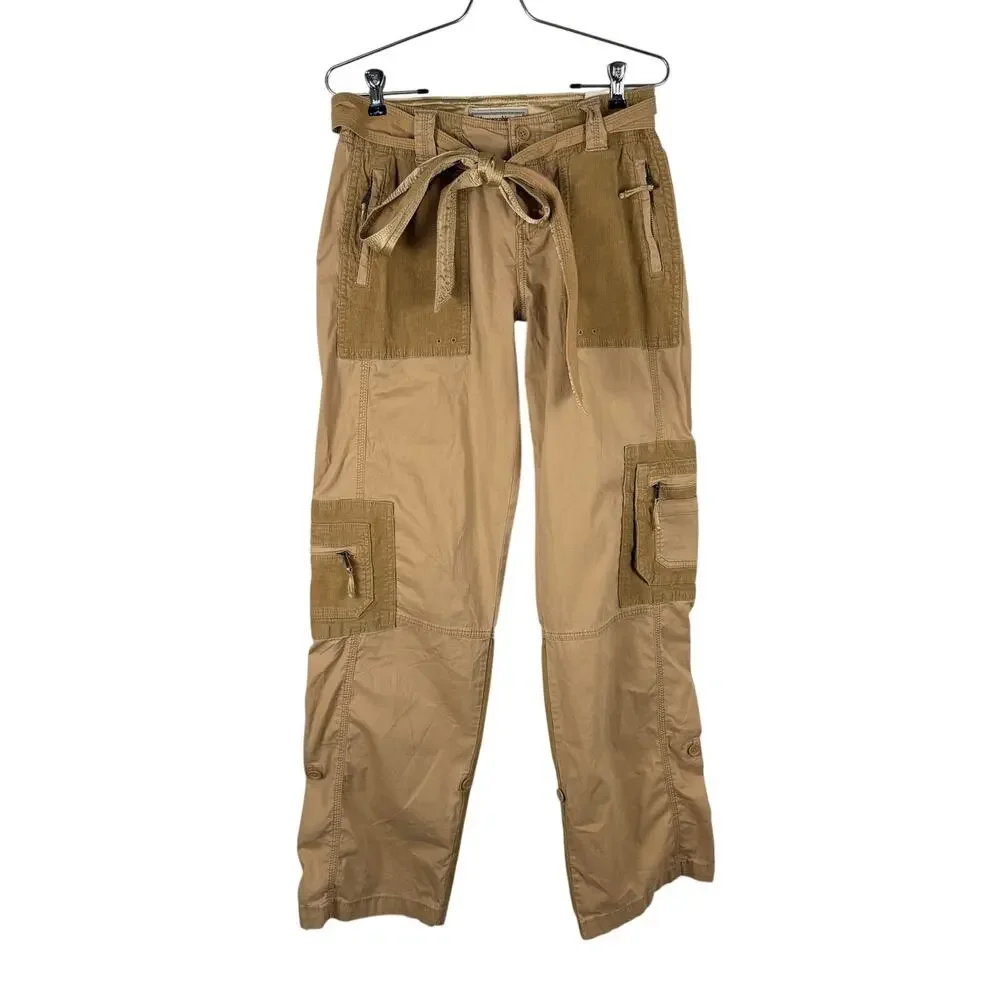 NWT Abercrombie & Fitch Khaki Corduroy Baggy Adjustable Cargo Pants Size 26 LONG - Picture 3 of 13
